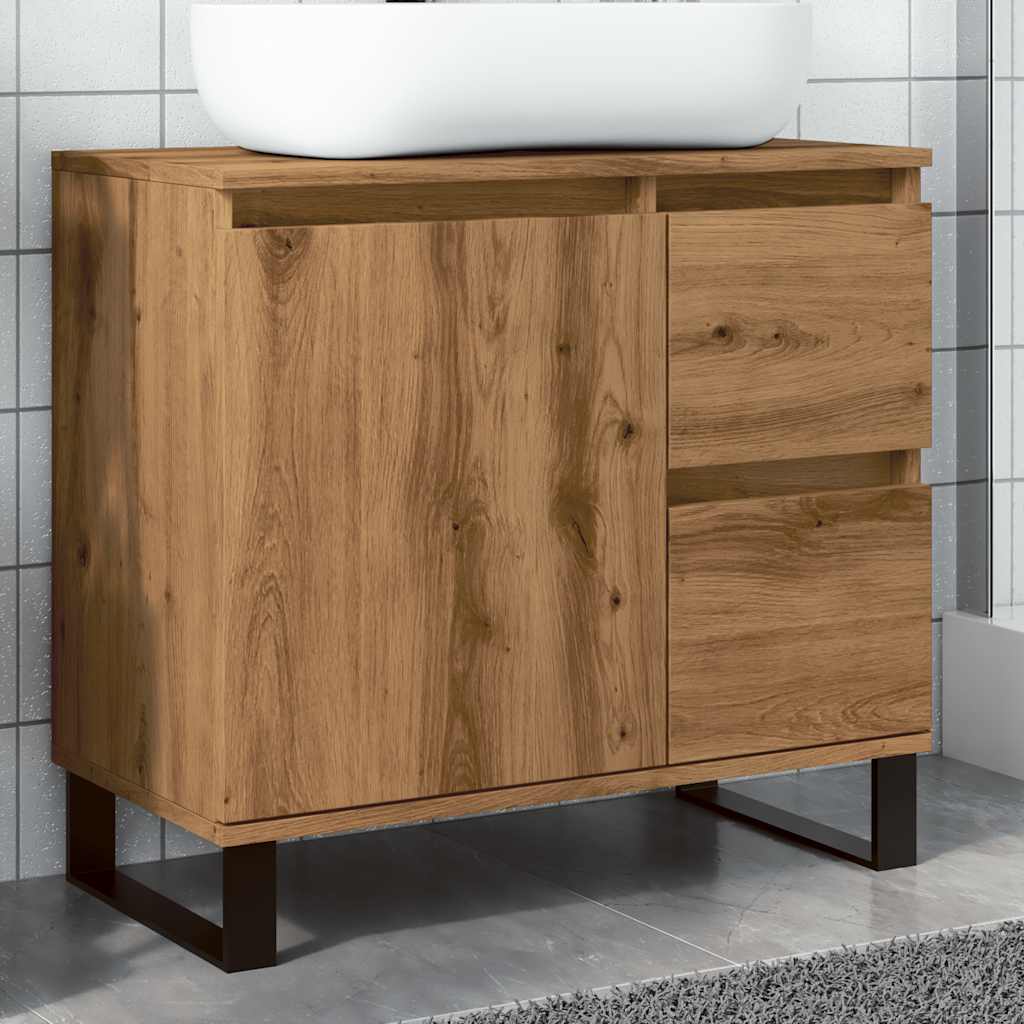 Bathroom sink cabinet, handcrafted oak 65x33x60cm processed wood