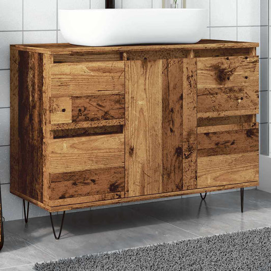 Bathroom cabinet, old wood, 80x33x60 cm, processed wood