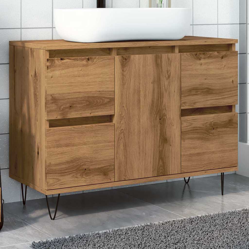 Handcrafted oak bathroom cabinet, 80x33x60 cm, processed wood