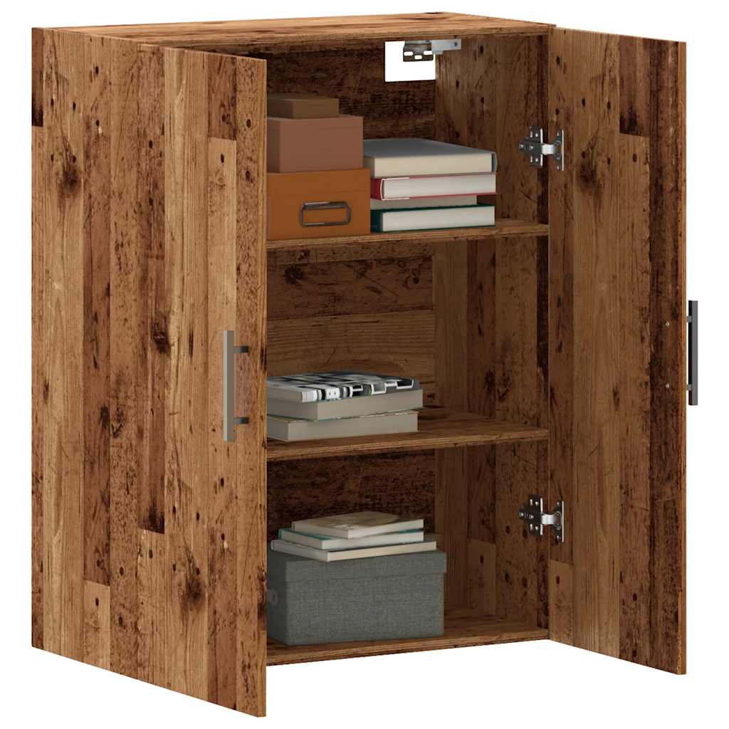 Wall-mounted wardrobe, old wood, 69.5x34x90 cm