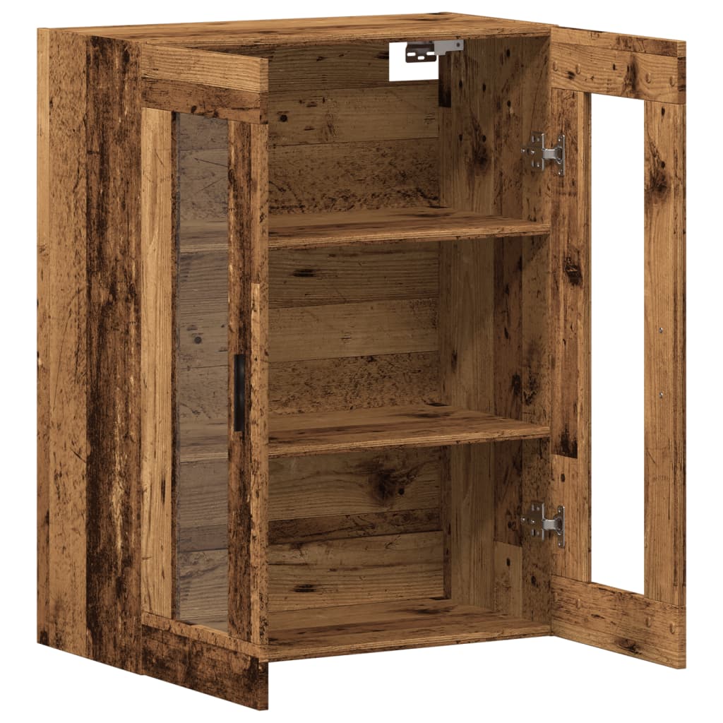 Wall-mounted wardrobe, old wood, 69.5x34x90 cm