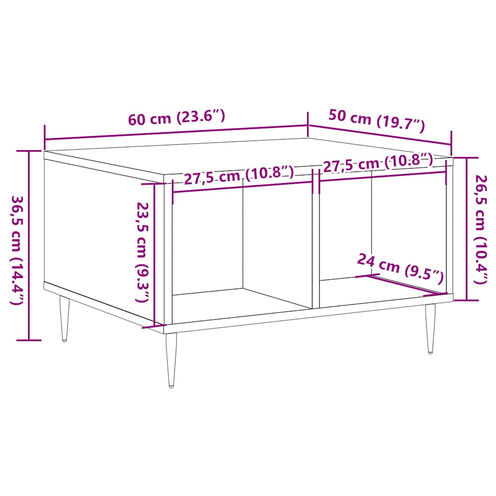 Coffee table, old wood, 60x50x36.5 cm, processed wood