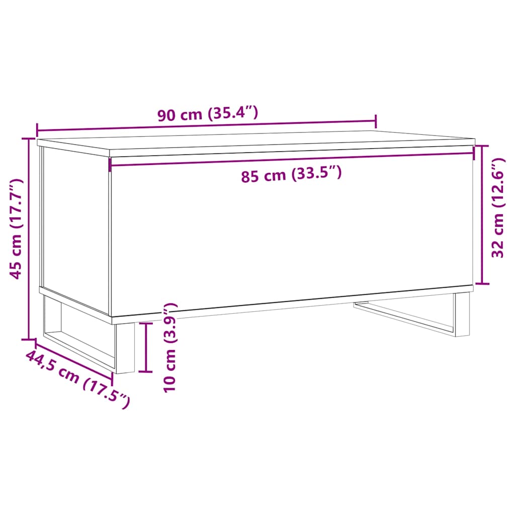 Coffee table, old wood, 90x44.5x45 cm, processed wood