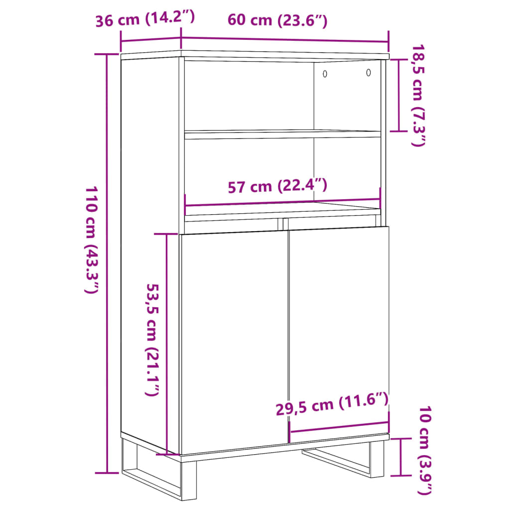 Tall cabinet, old wood, 60x36x110 cm, processed wood