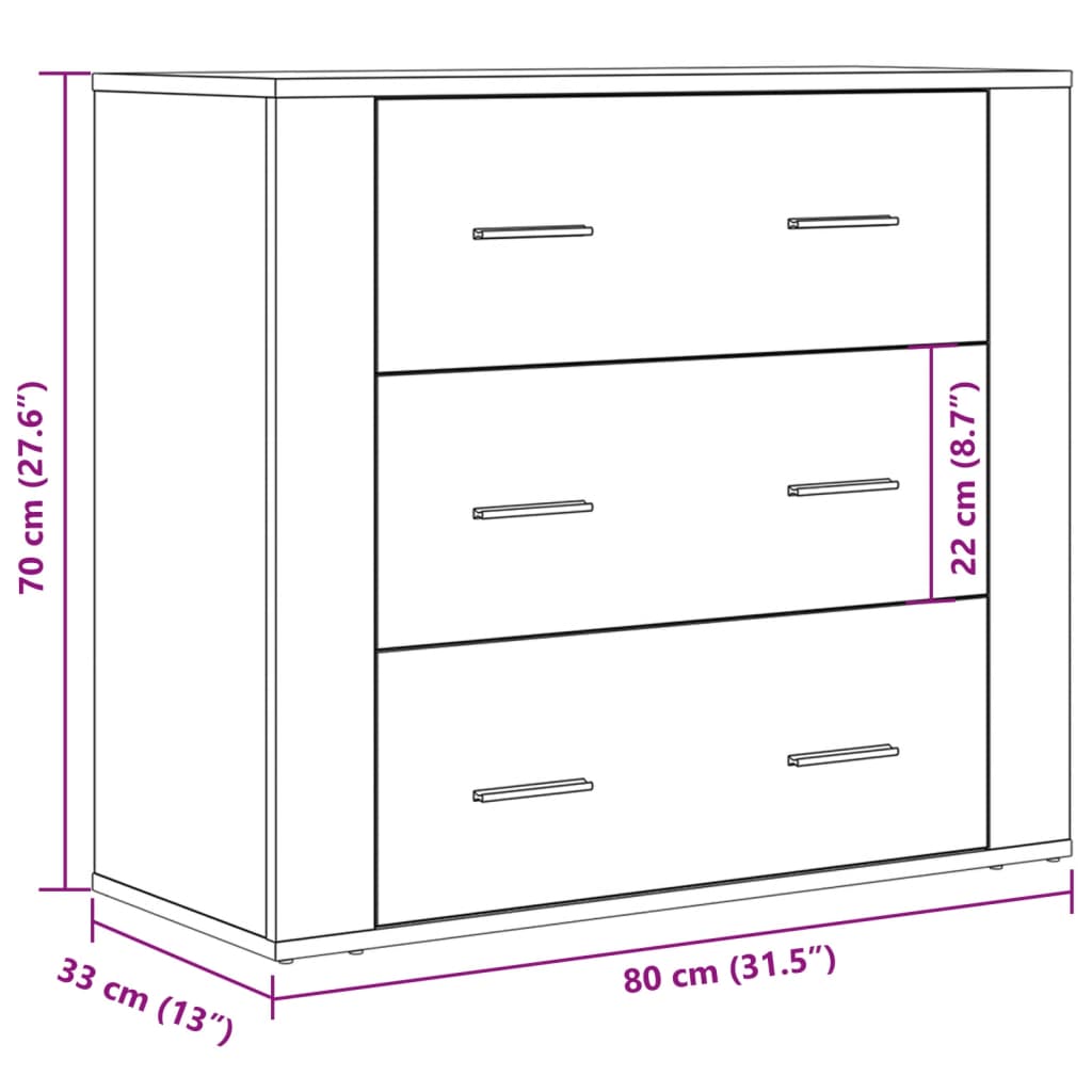 Dulap, stejar artizanal, 80x33x70 cm, lemn prelucrat