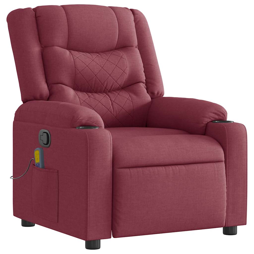 Folding massage chair, wine red, fabric