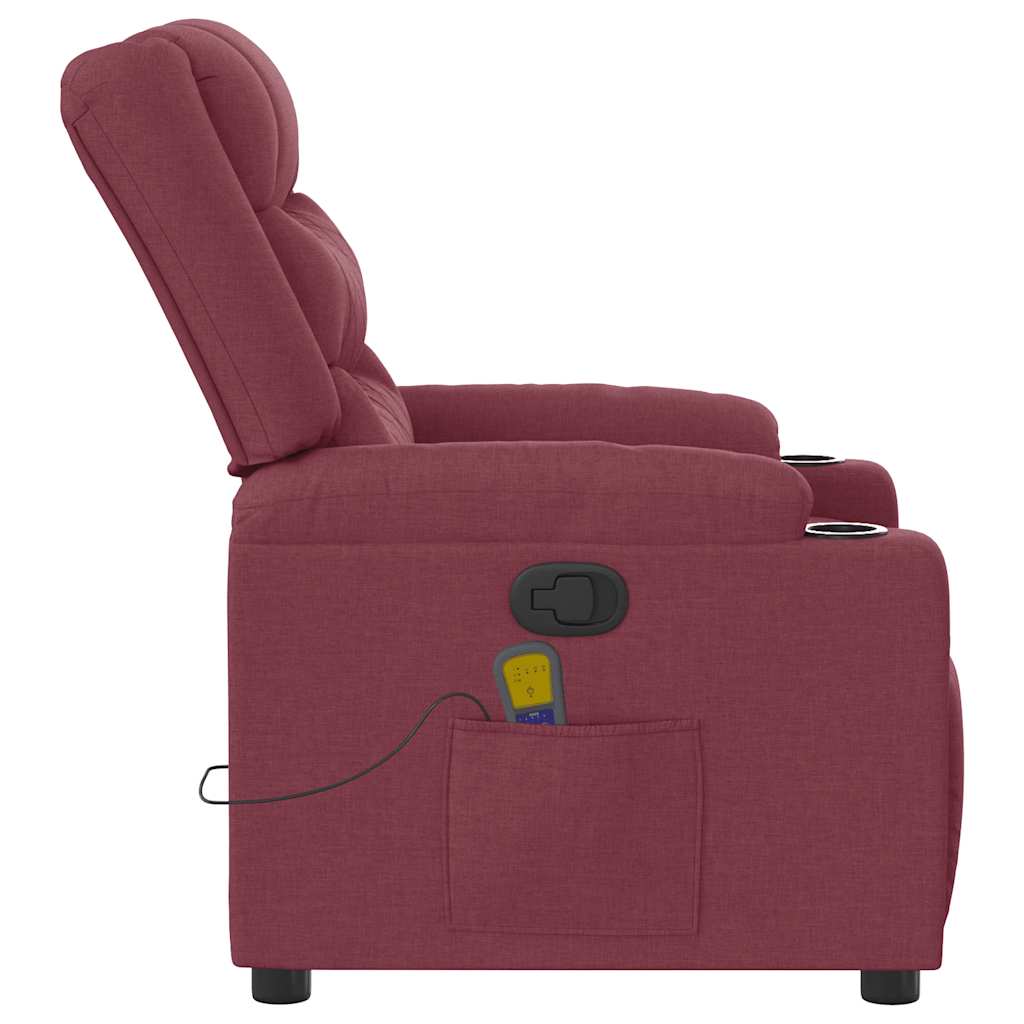 Folding massage chair, wine red, fabric