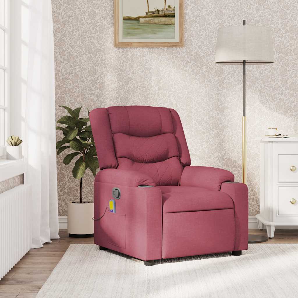 Folding massage chair, wine red, fabric