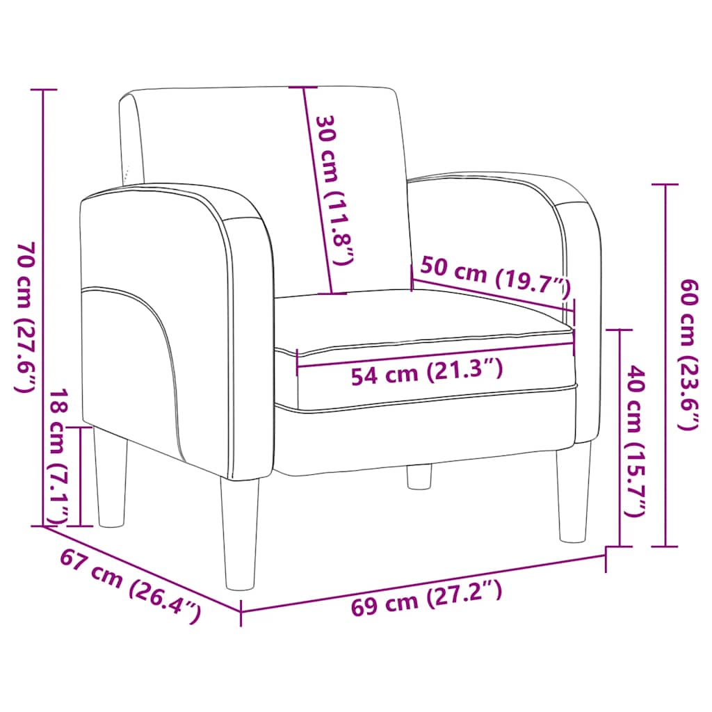 Canapea scaun cu cotiere Gri închis 54 cm piele artificială