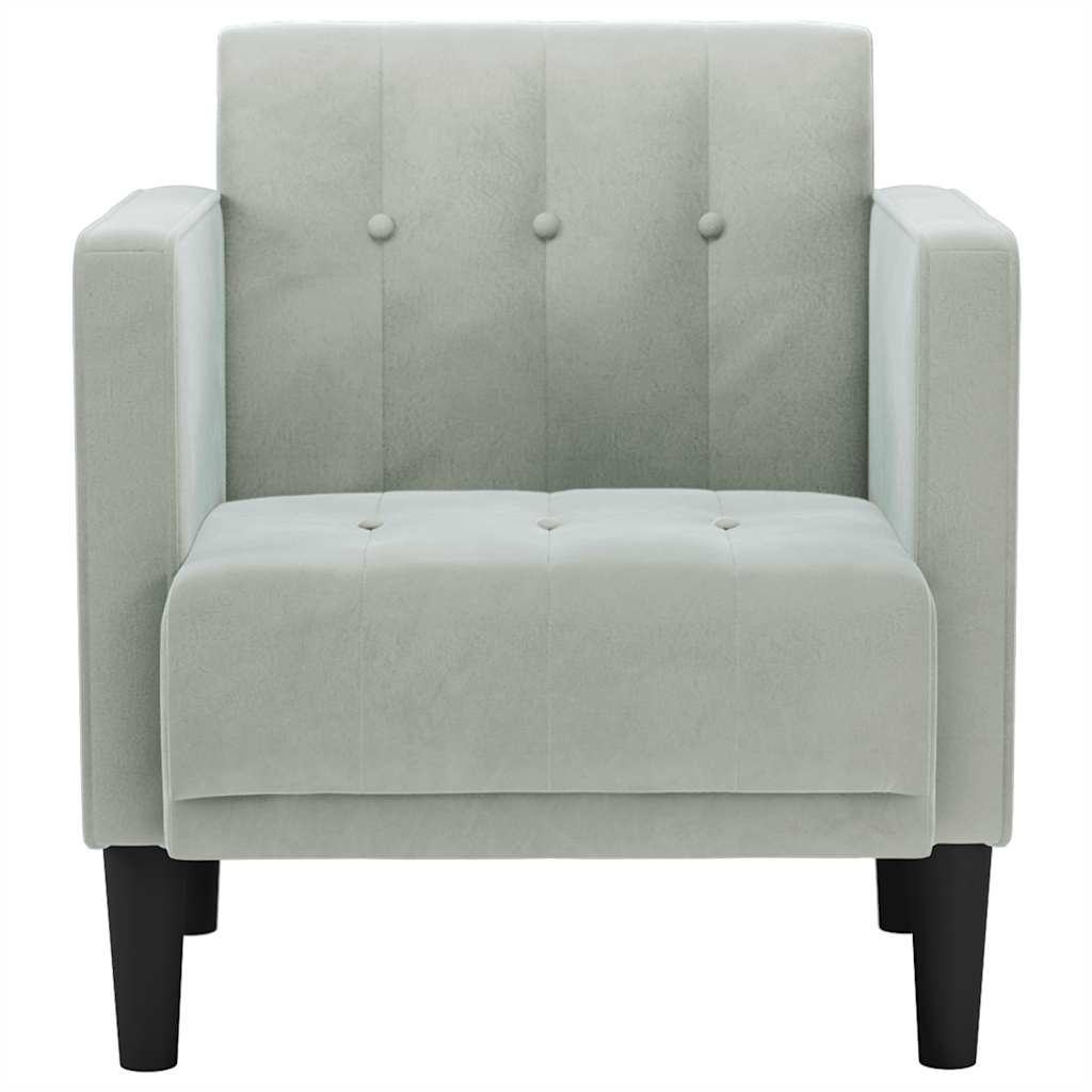 Sofa chair with armrests, light gray, 53 cm, velvet