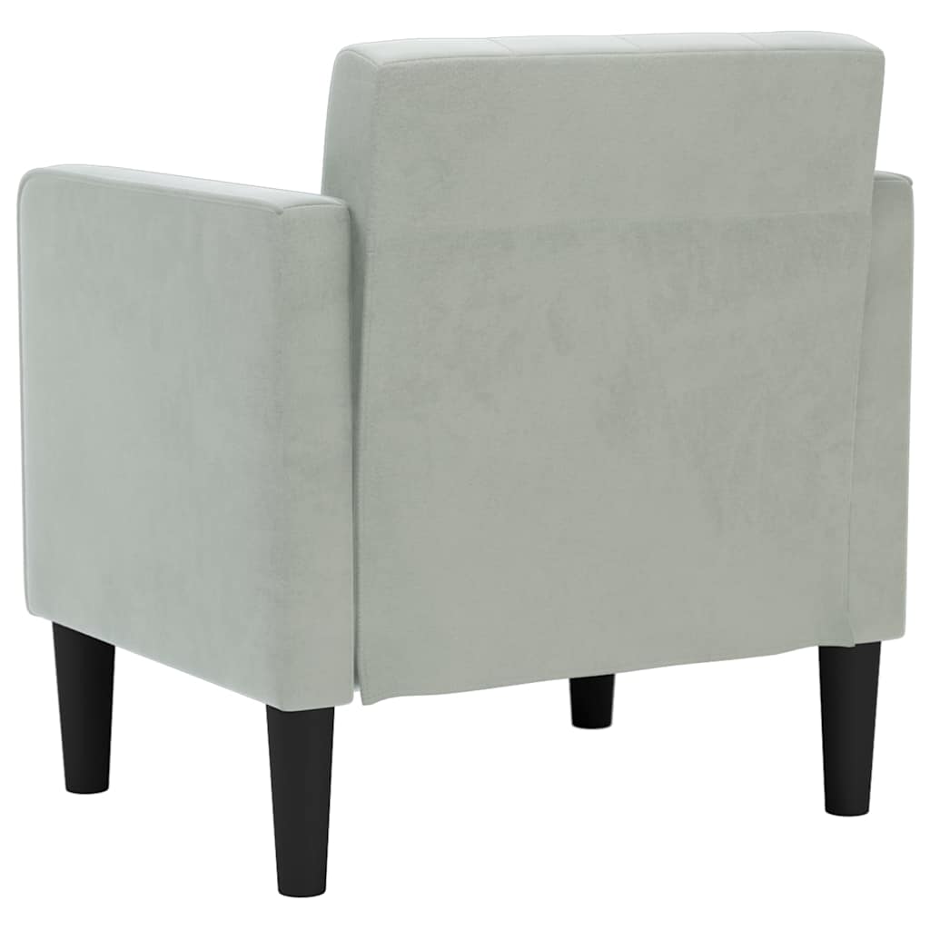 Sofa chair with armrests, light gray, 53 cm, velvet