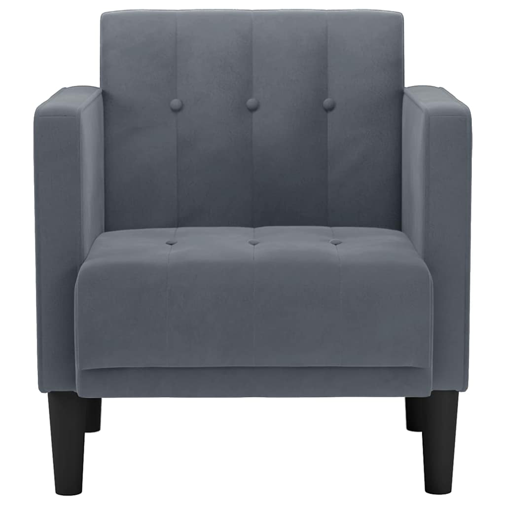 Sofa chair with armrests, dark gray, 53 cm, velvet