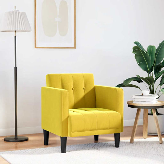 Sofa Chair with armrests, yellow, 53 cm, velvet