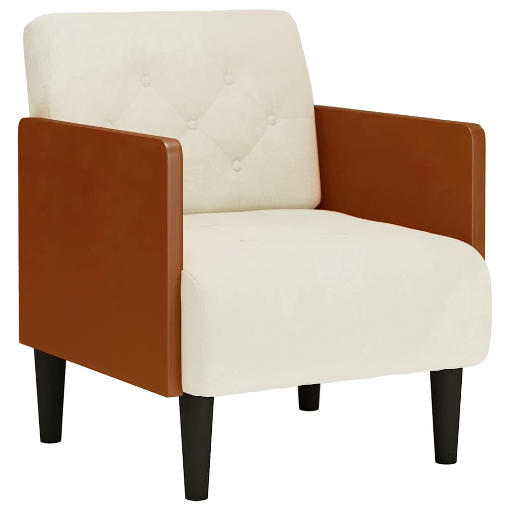 Sofa Chair with armrests, cream, 55 cm, velvet