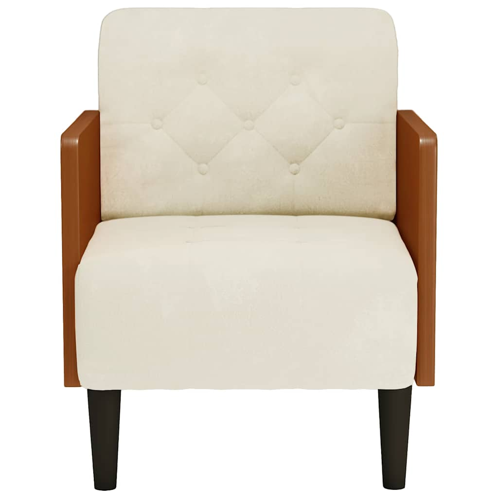 Sofa Chair with armrests, cream, 55 cm, velvet