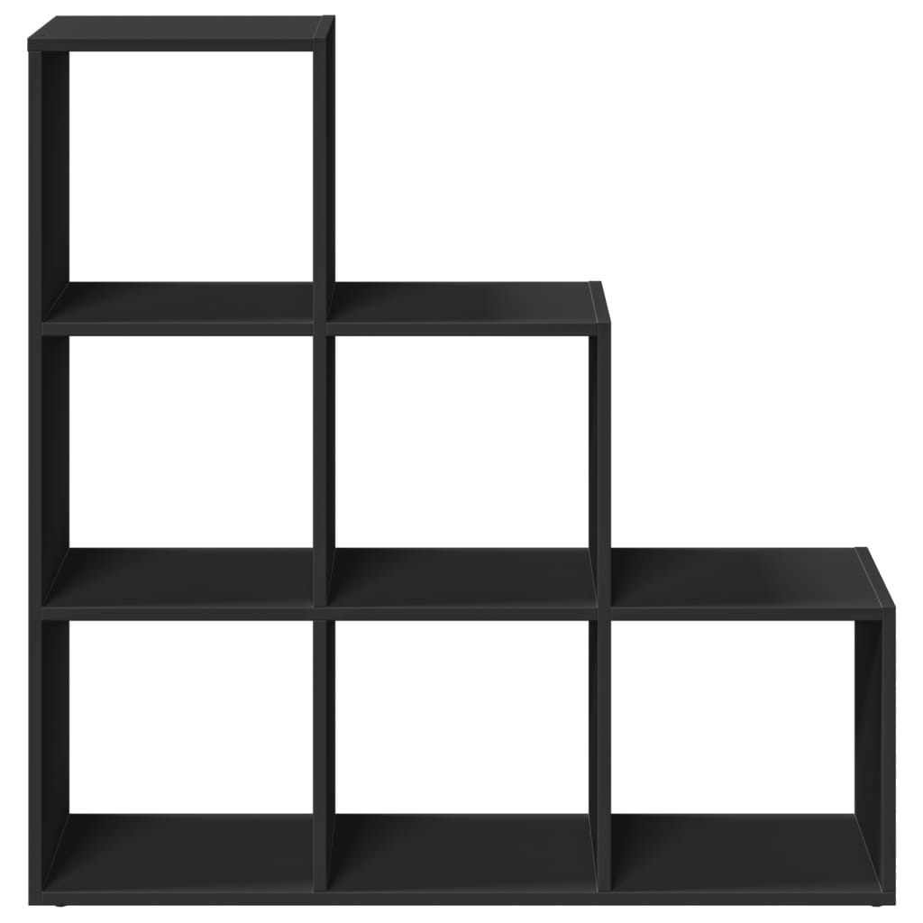 Bookcase/room divider, 3 tiers, black 99x29x99 cm wood