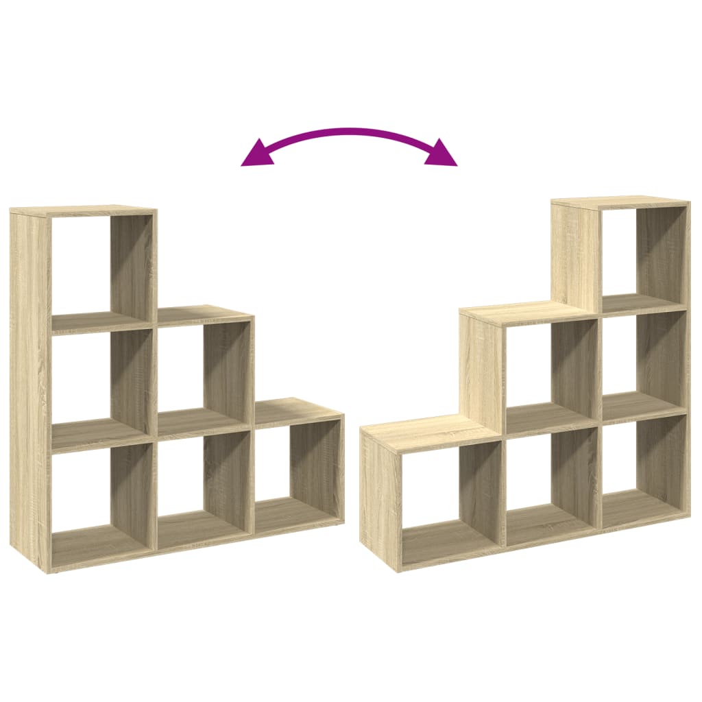 Bookcase/divider 3 levels sonoma oak 99x29x99 cm wood