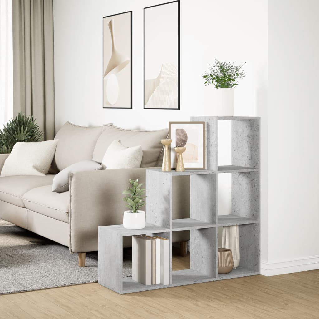 Bookcase/room divider 3 levels, gray, 99x29x99 cm wood