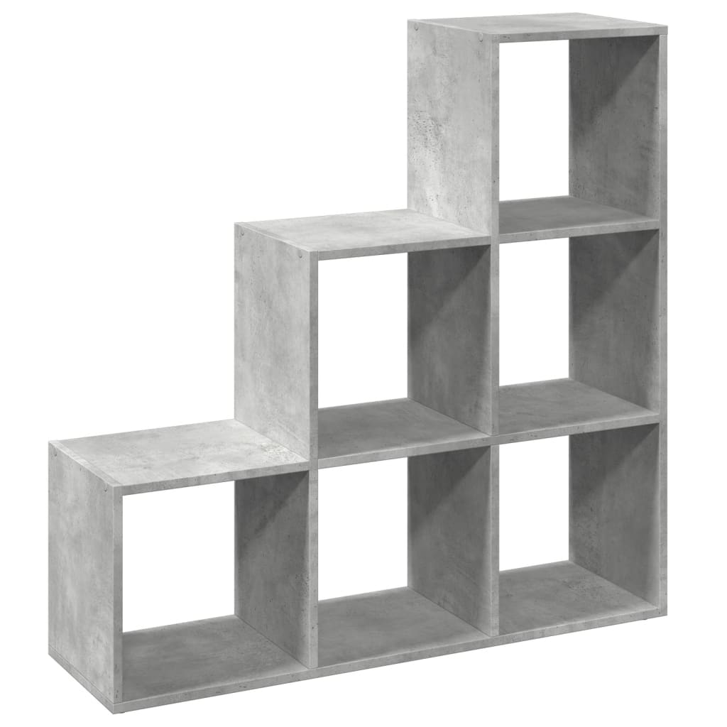 Bookcase/room divider 3 levels, gray, 99x29x99 cm wood