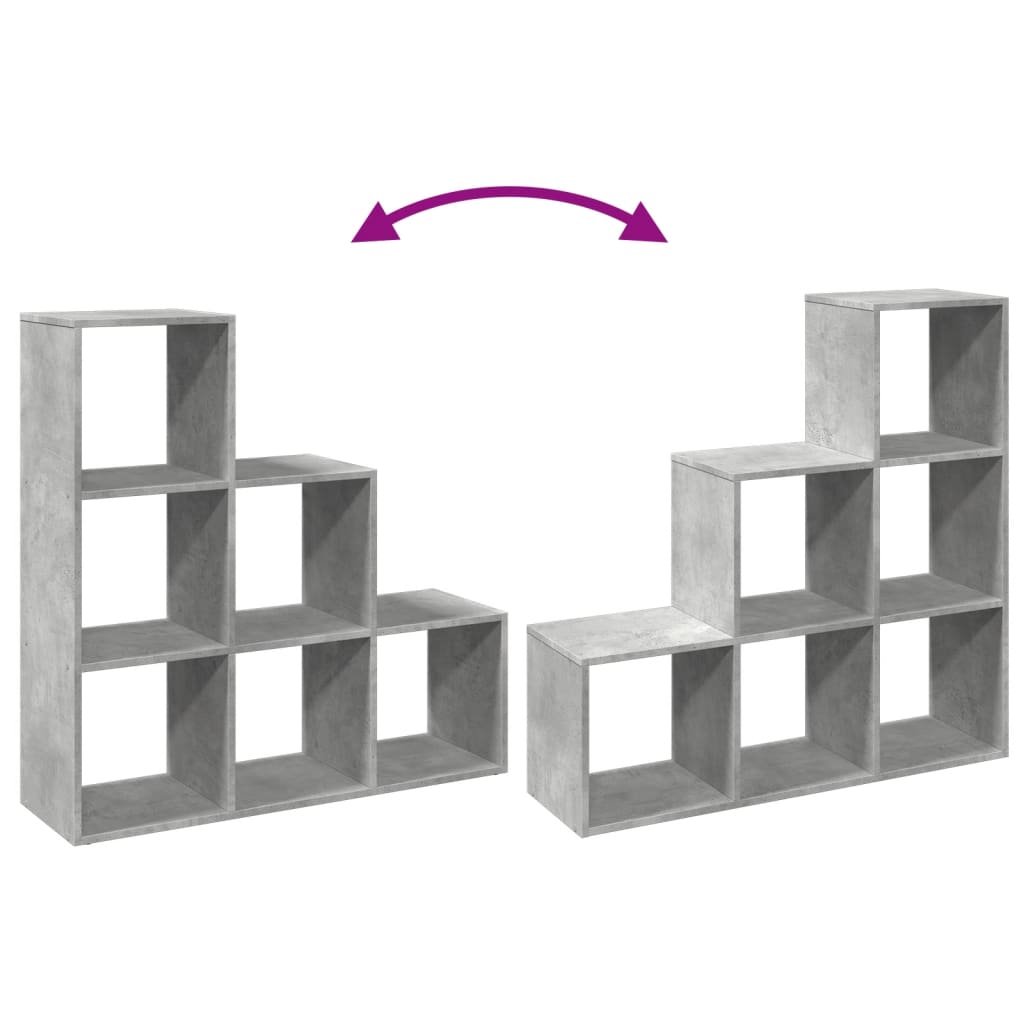 Bookcase/room divider 3 levels, gray, 99x29x99 cm wood