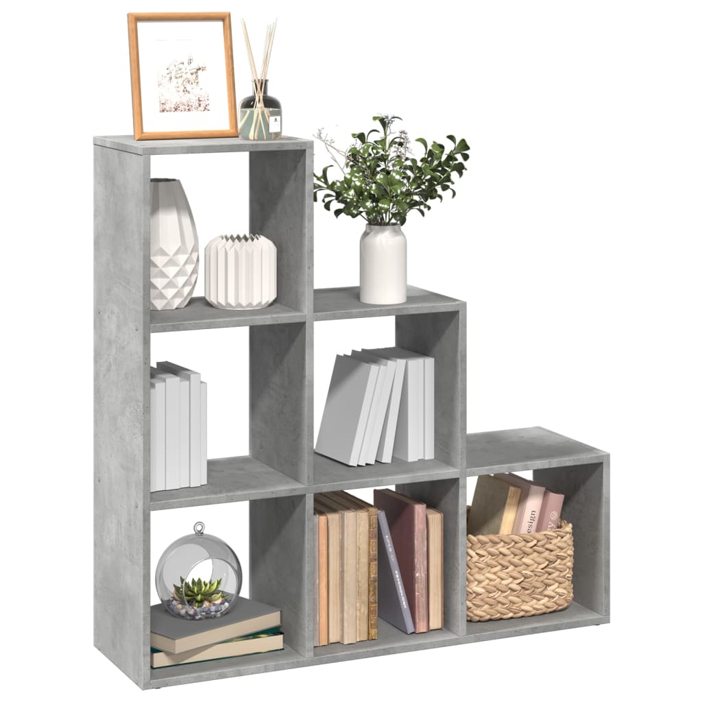 Bookcase/room divider 3 levels, gray, 99x29x99 cm wood