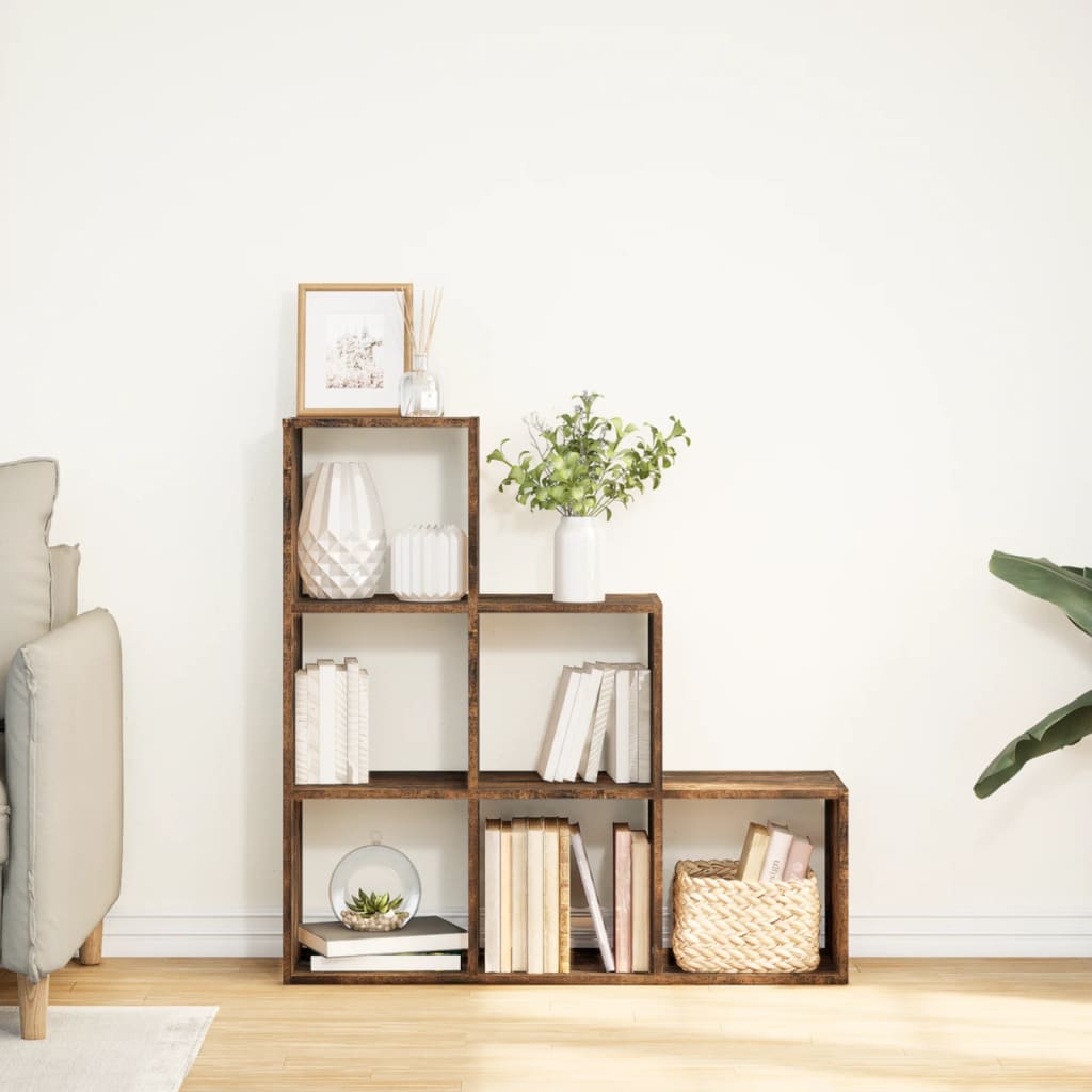 Bookcase/room divider 3 levels oak 99x29x99 cm wood