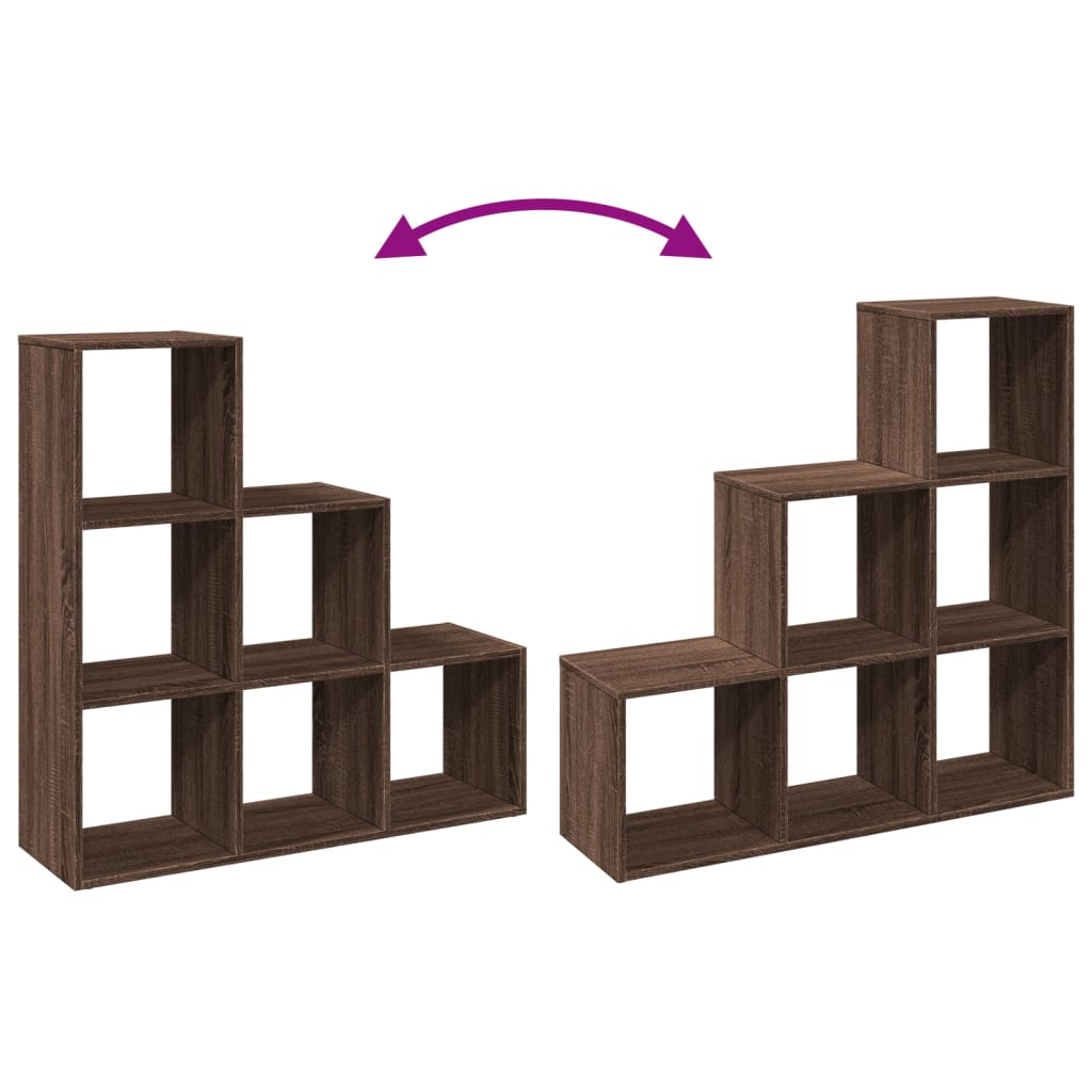 Bookcase/divider 3 levels brown oak 99x29x99 cm wood