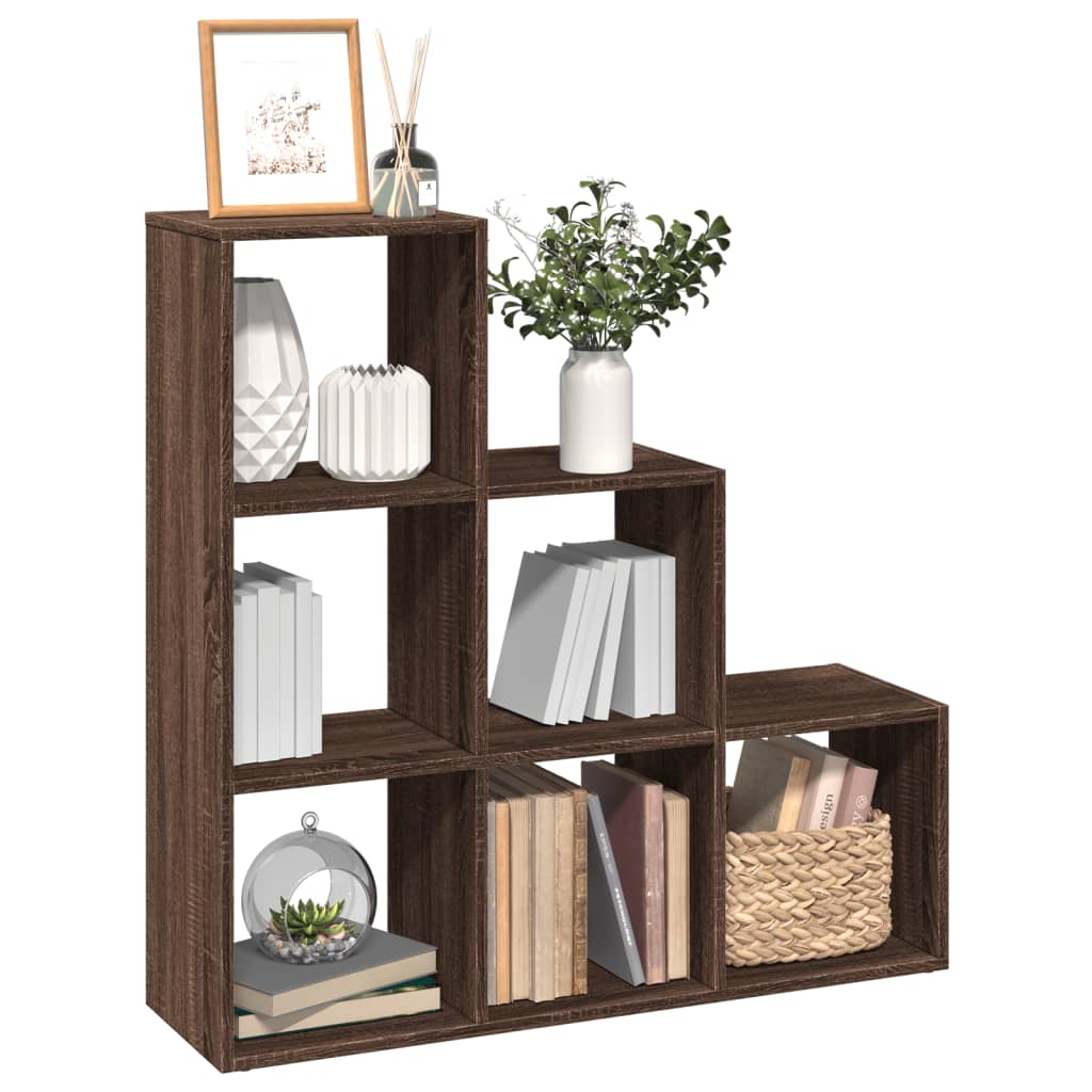 Bookcase/divider 3 levels brown oak 99x29x99 cm wood