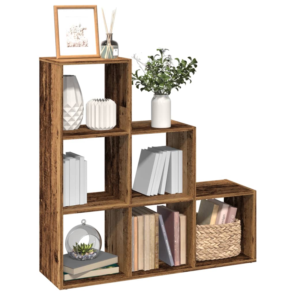 Bookcase/divider, 3 levels, old wood, 99x29x99 cm, wood