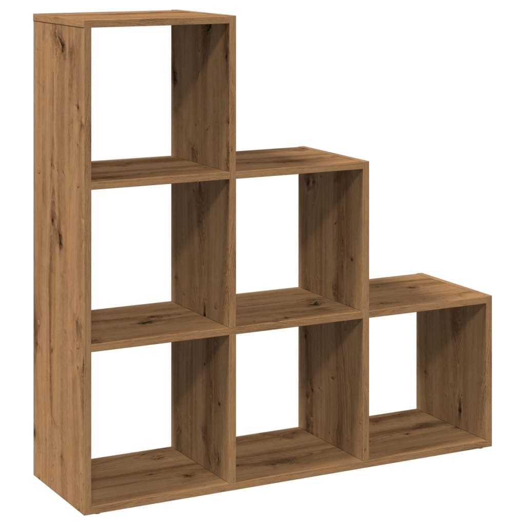 Bookcase/separator 3 levels handcrafted oak 99x29x99 cm wood