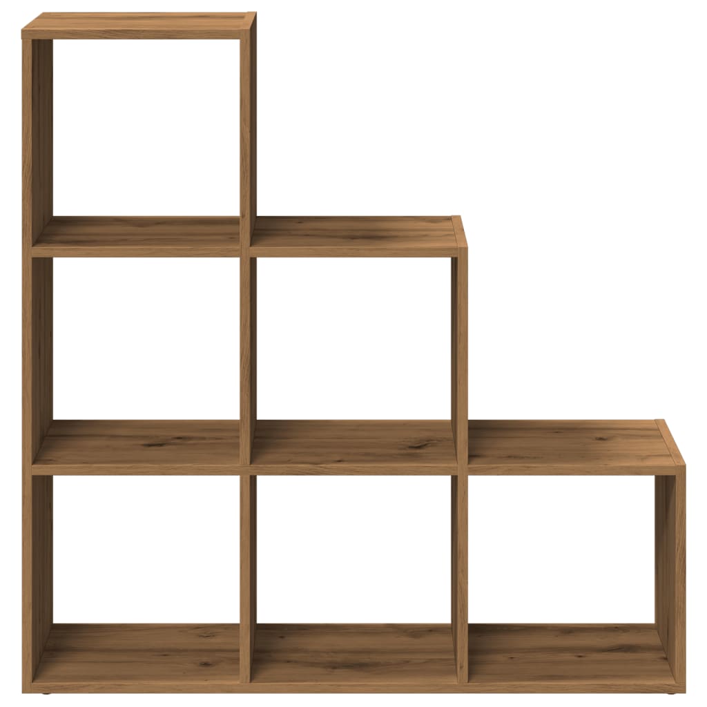 Bookcase/separator 3 levels handcrafted oak 99x29x99 cm wood