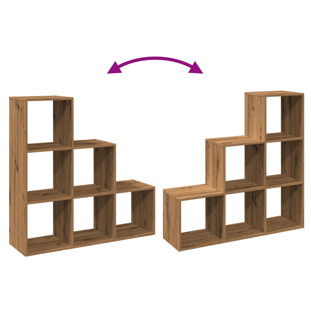 Bookcase/separator 3 levels handcrafted oak 99x29x99 cm wood