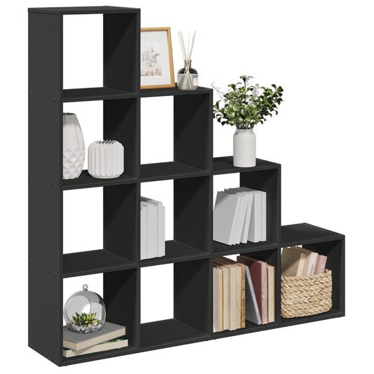 Bookcase/divider 4 levels, black 131.5x29x131.5 cm wood