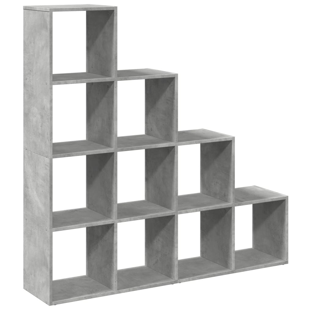 Bookcase/room divider concrete gray 131.5x29x131.5 cm wood