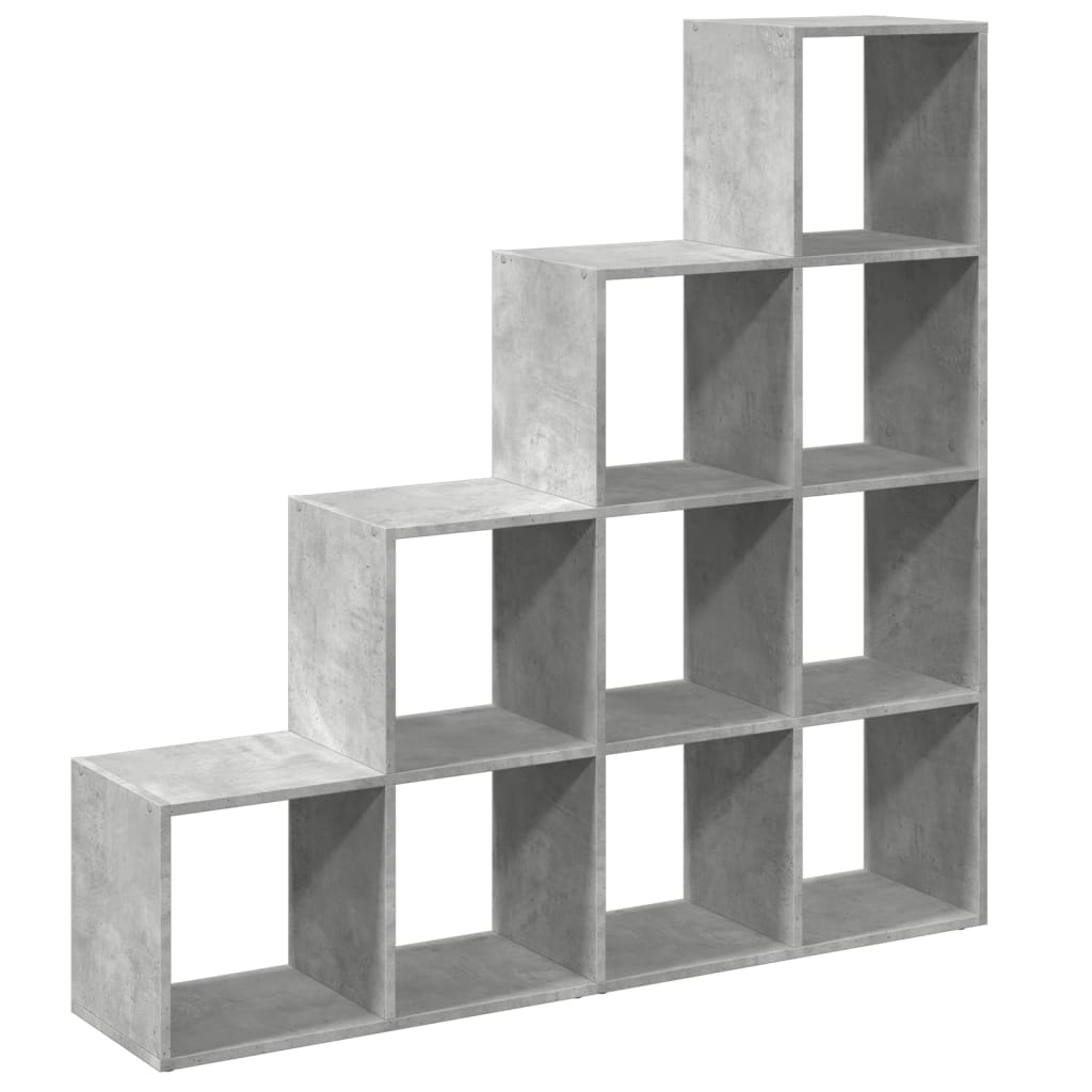 Bookcase/room divider concrete gray 131.5x29x131.5 cm wood