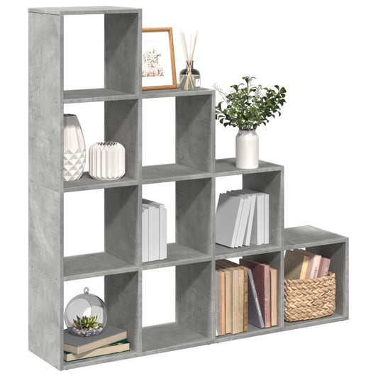 Bookcase/room divider concrete gray 131.5x29x131.5 cm wood