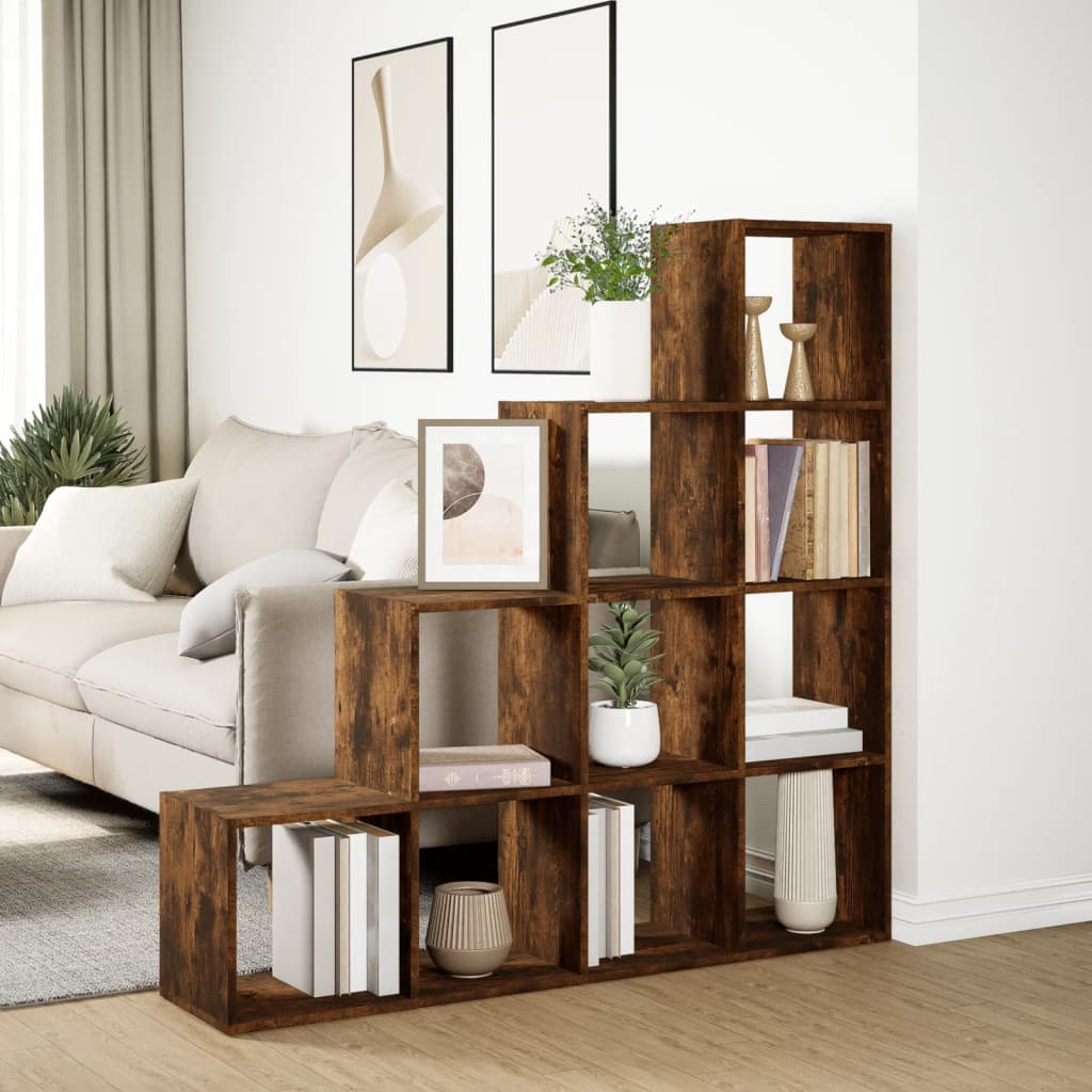 Bookcase/divider smoky oak 131.5x29x131.5 cm wood