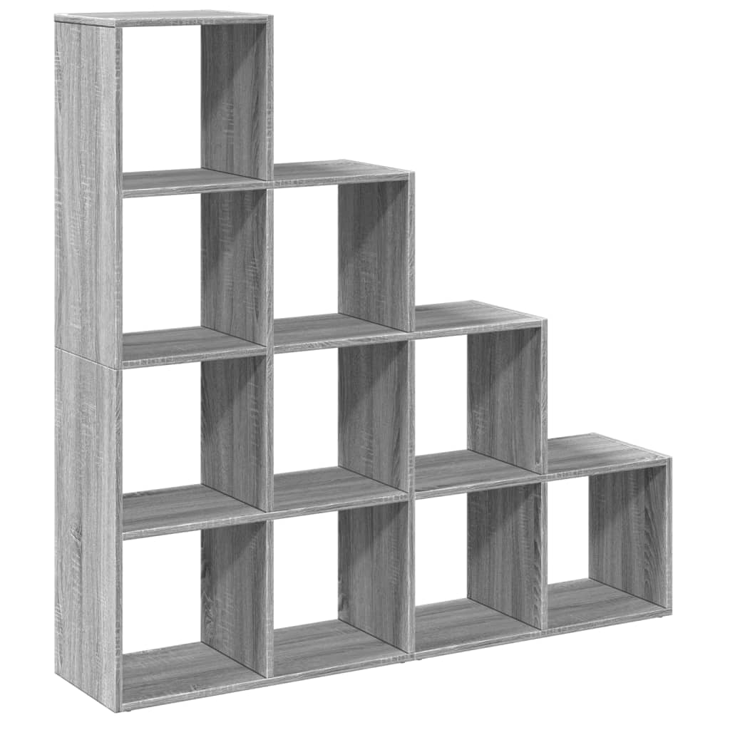 Bookcase/room divider sonoma gray 131.5x29x131.5 cm wood