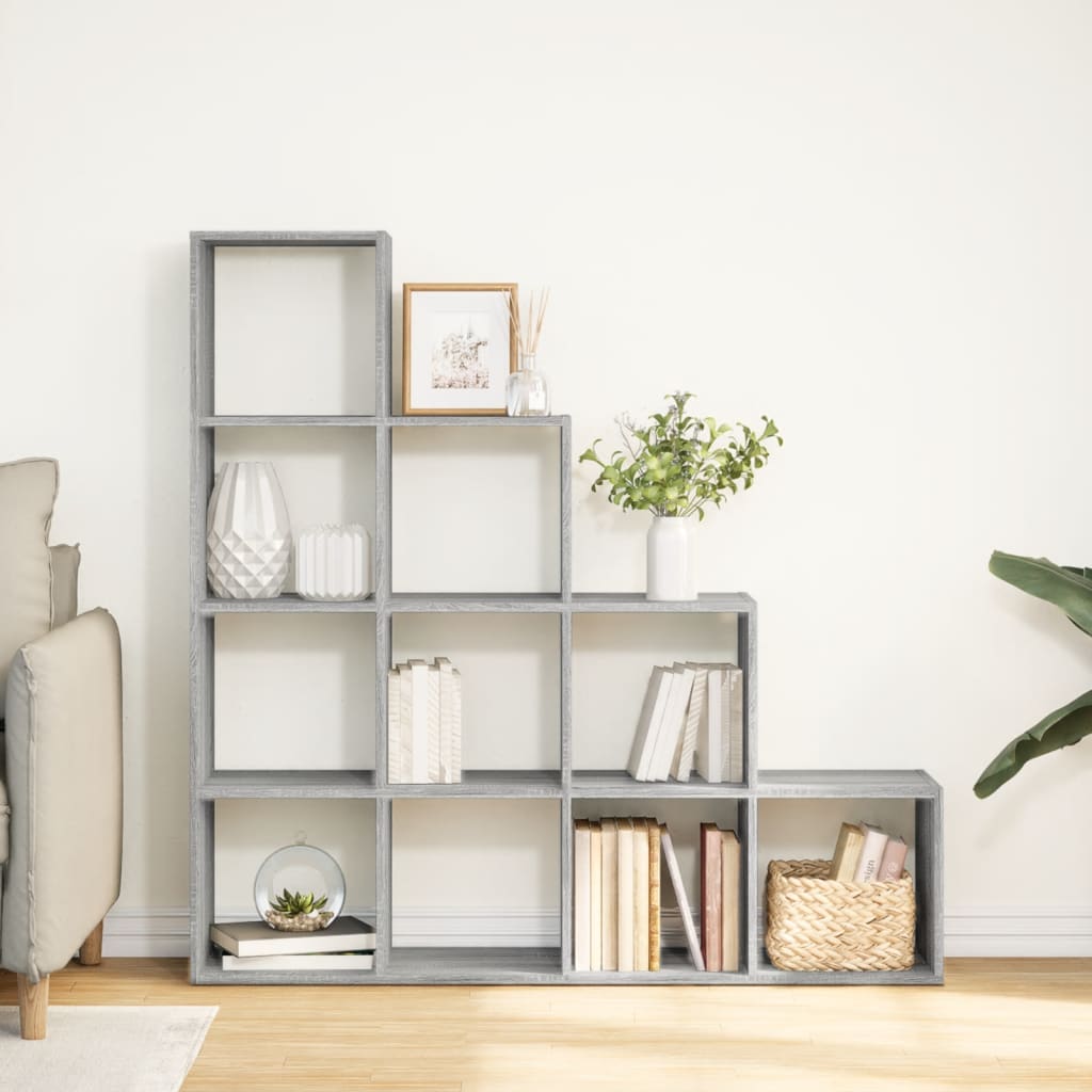 Bookcase/room divider sonoma gray 131.5x29x131.5 cm wood