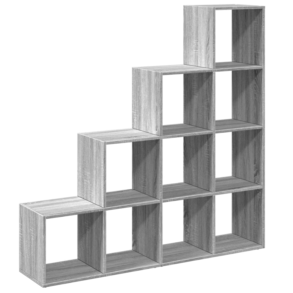 Bookcase/room divider sonoma gray 131.5x29x131.5 cm wood