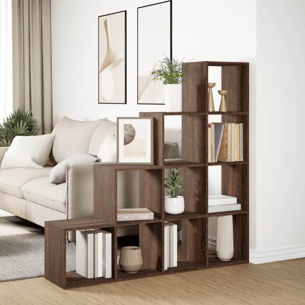 Bookcase/room divider brown oak 131.5x29x131.5 cm wood