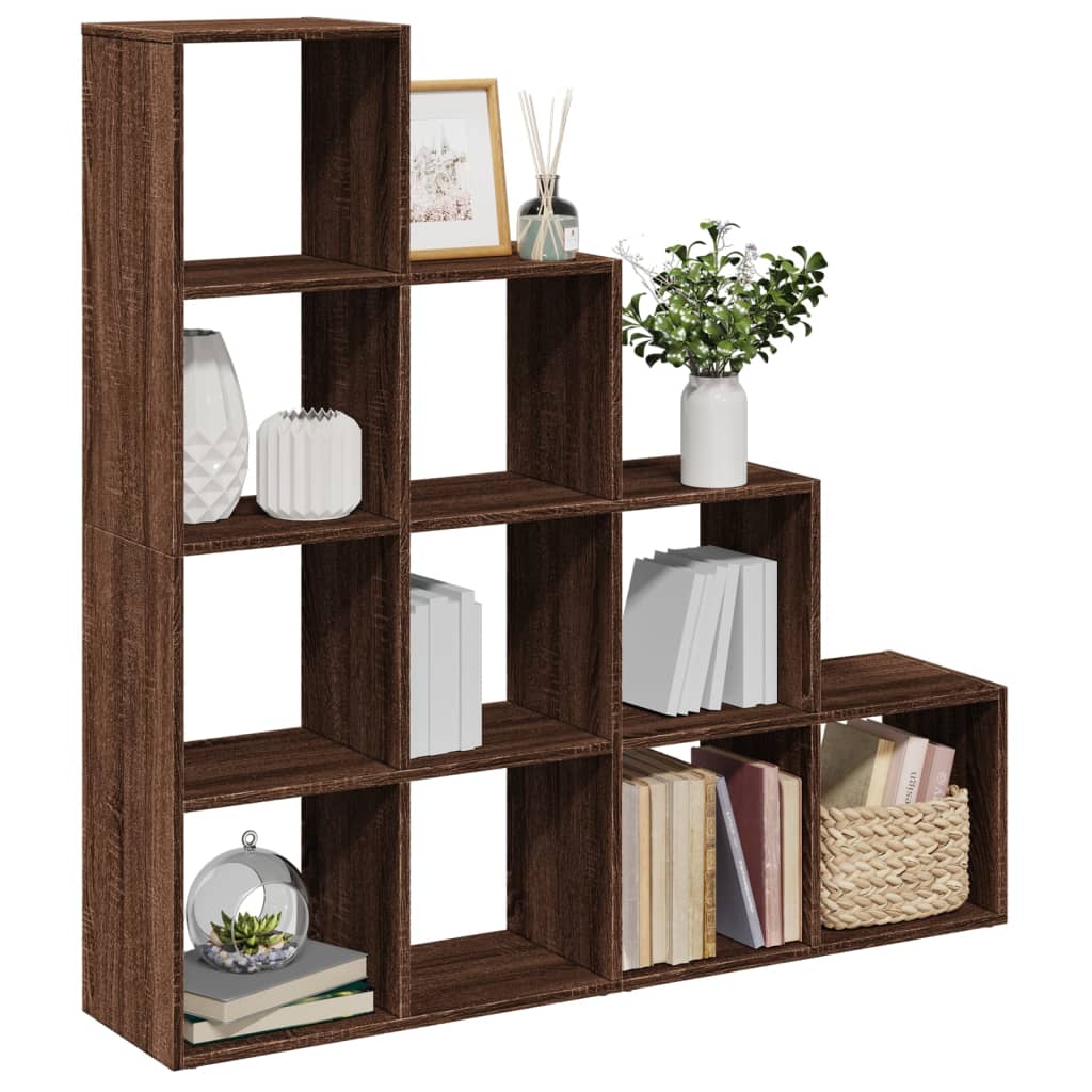 Bookcase/room divider brown oak 131.5x29x131.5 cm wood