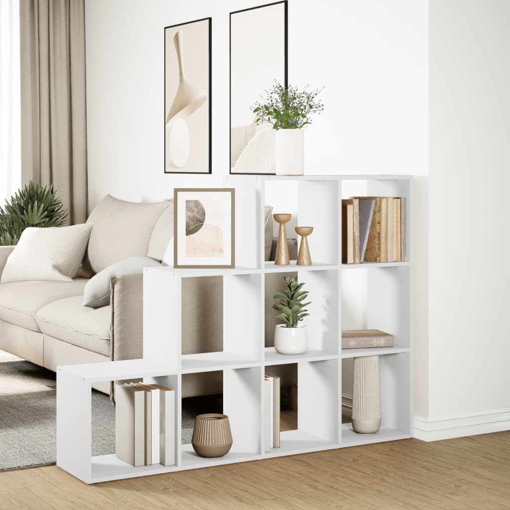 Bookcase/divider 3 levels, white, 137.5x29x103.5 cm wood