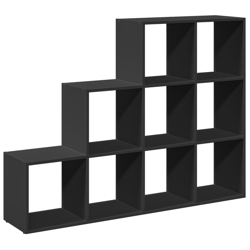 Bookcase/divider 3 levels, black 137.5x29x103.5 cm wood