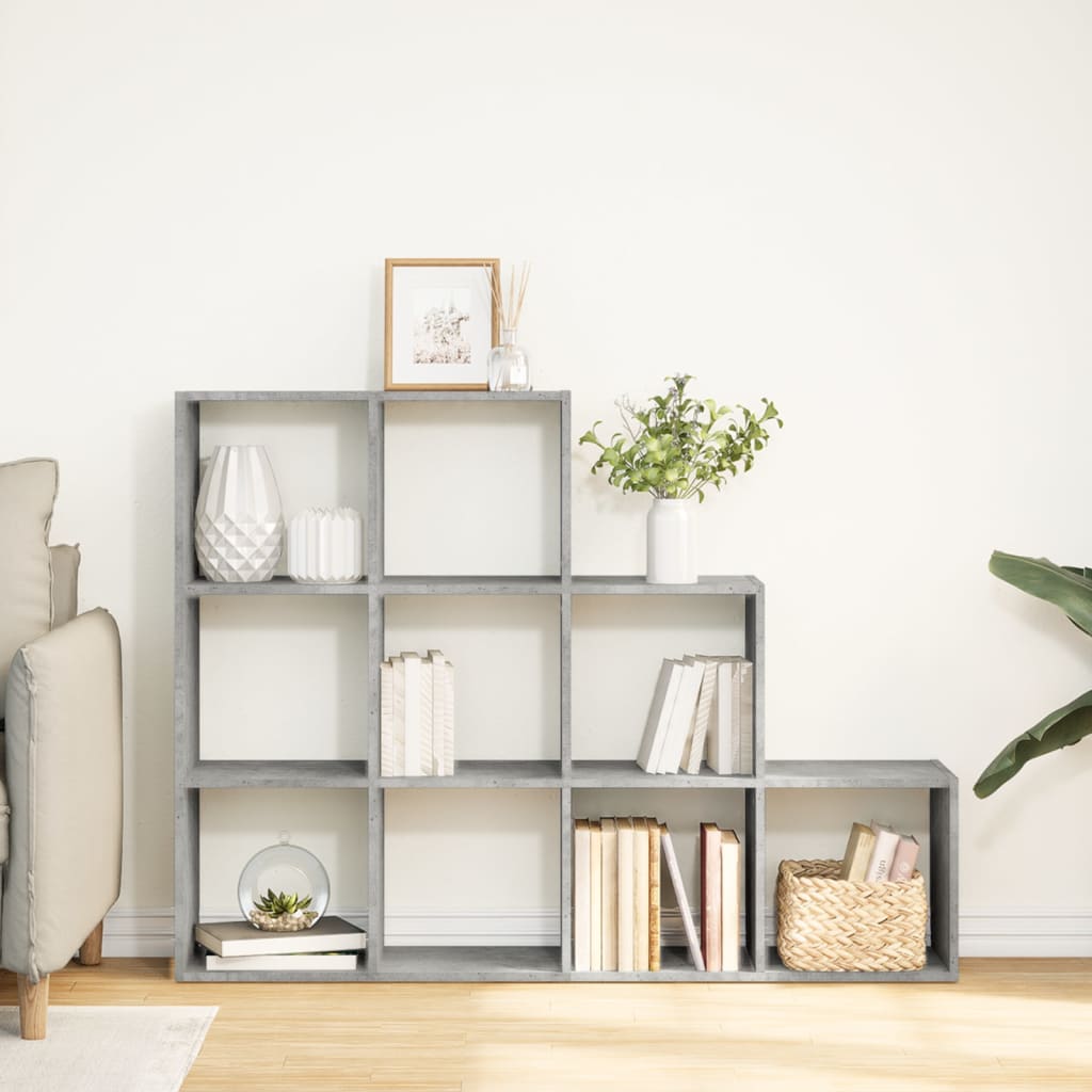 Bookcase/room divider concrete gray 137.5x29x103.5 cm wood