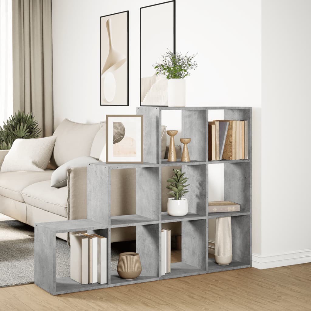 Bookcase/room divider concrete gray 137.5x29x103.5 cm wood