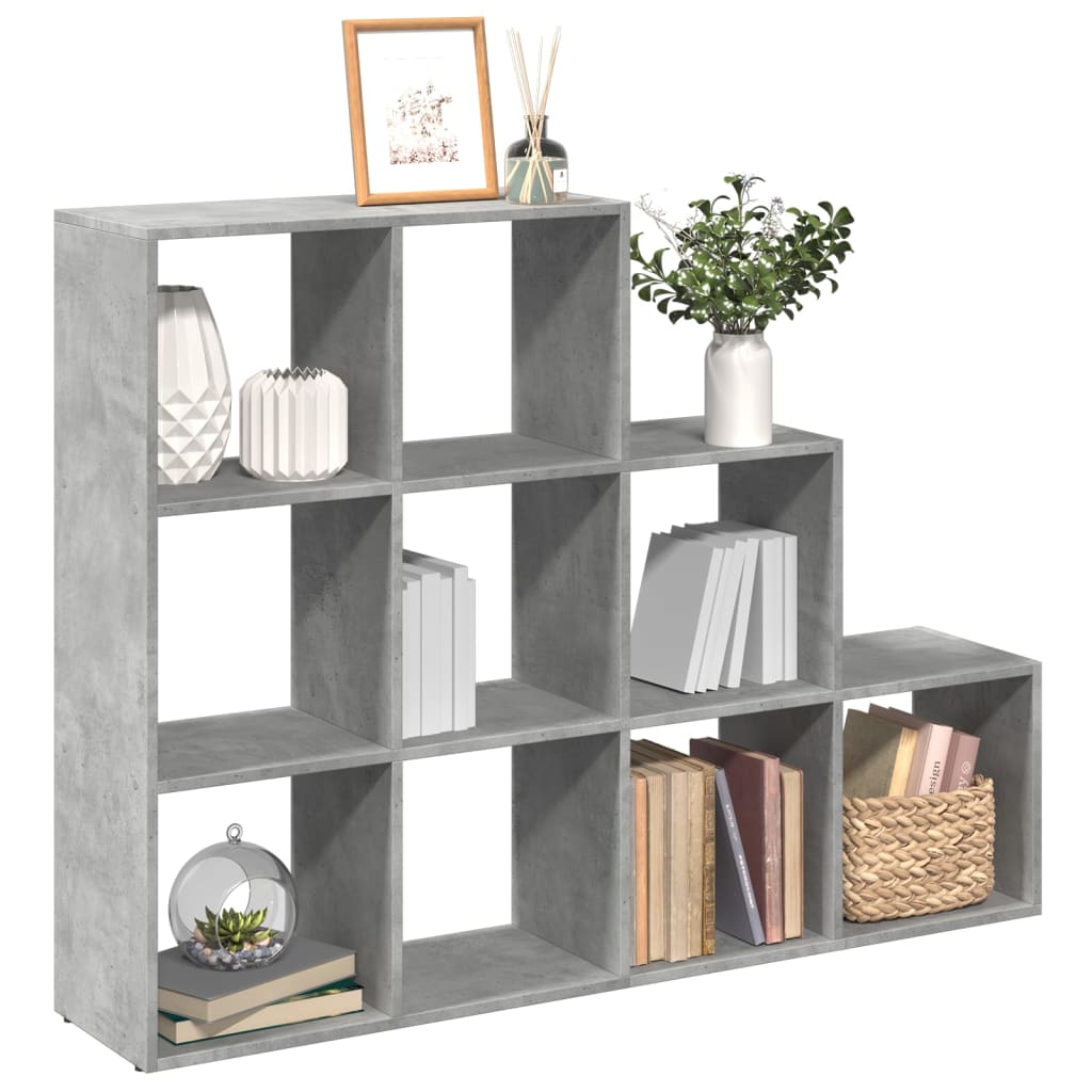 Bookcase/room divider concrete gray 137.5x29x103.5 cm wood