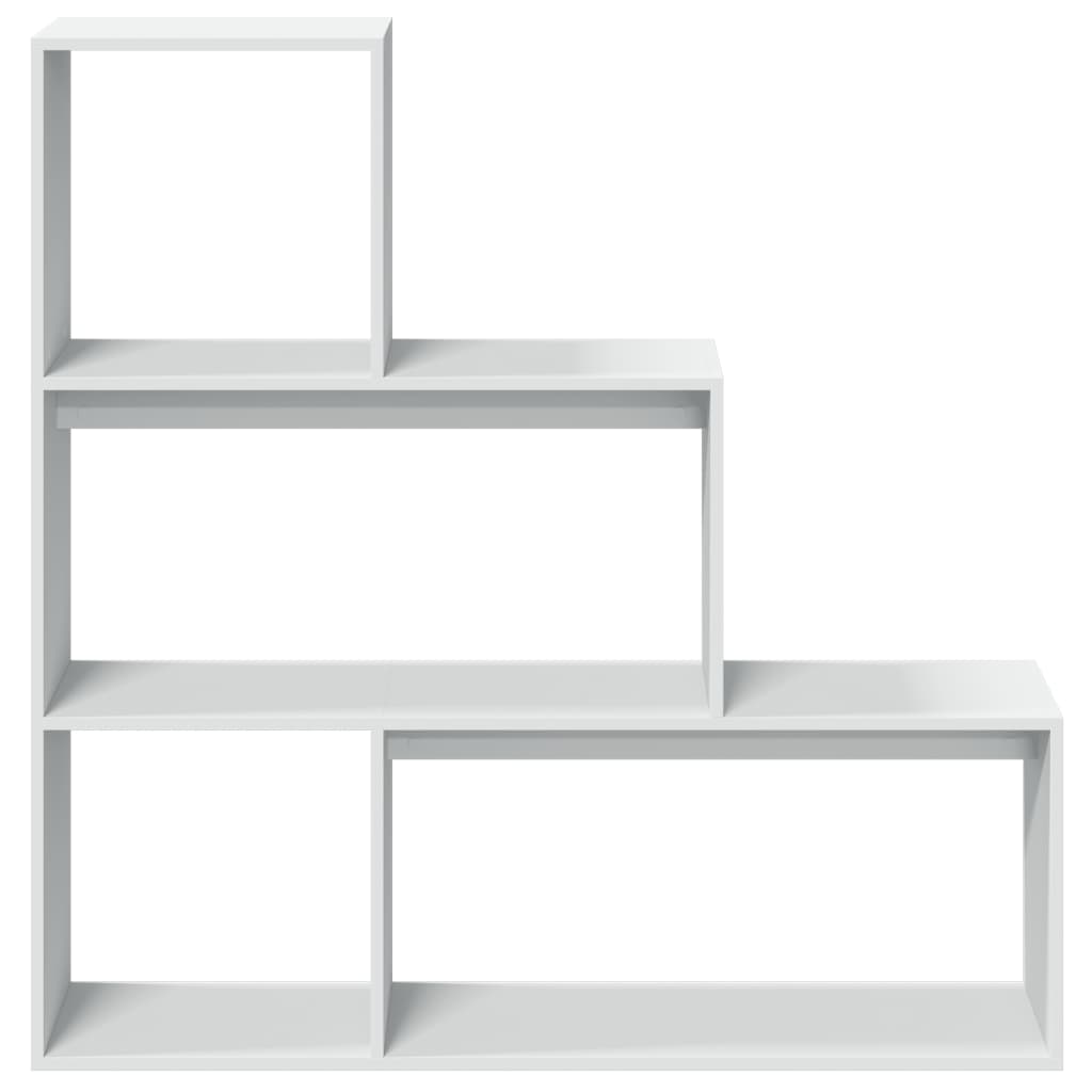 Bookcase/room divider 3 levels, white, 123x29x123 cm wood