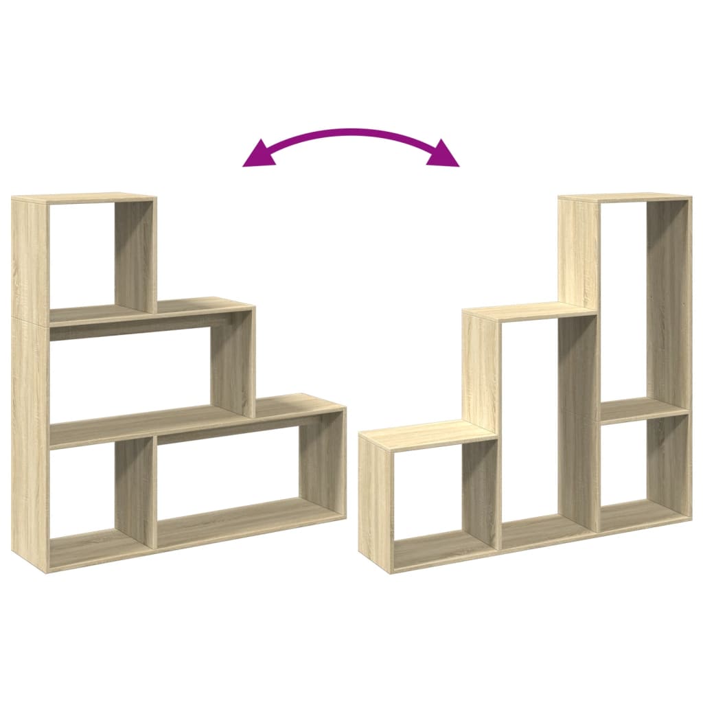 Bookcase/separator 3 levels sonoma oak 123x29x123cm wood