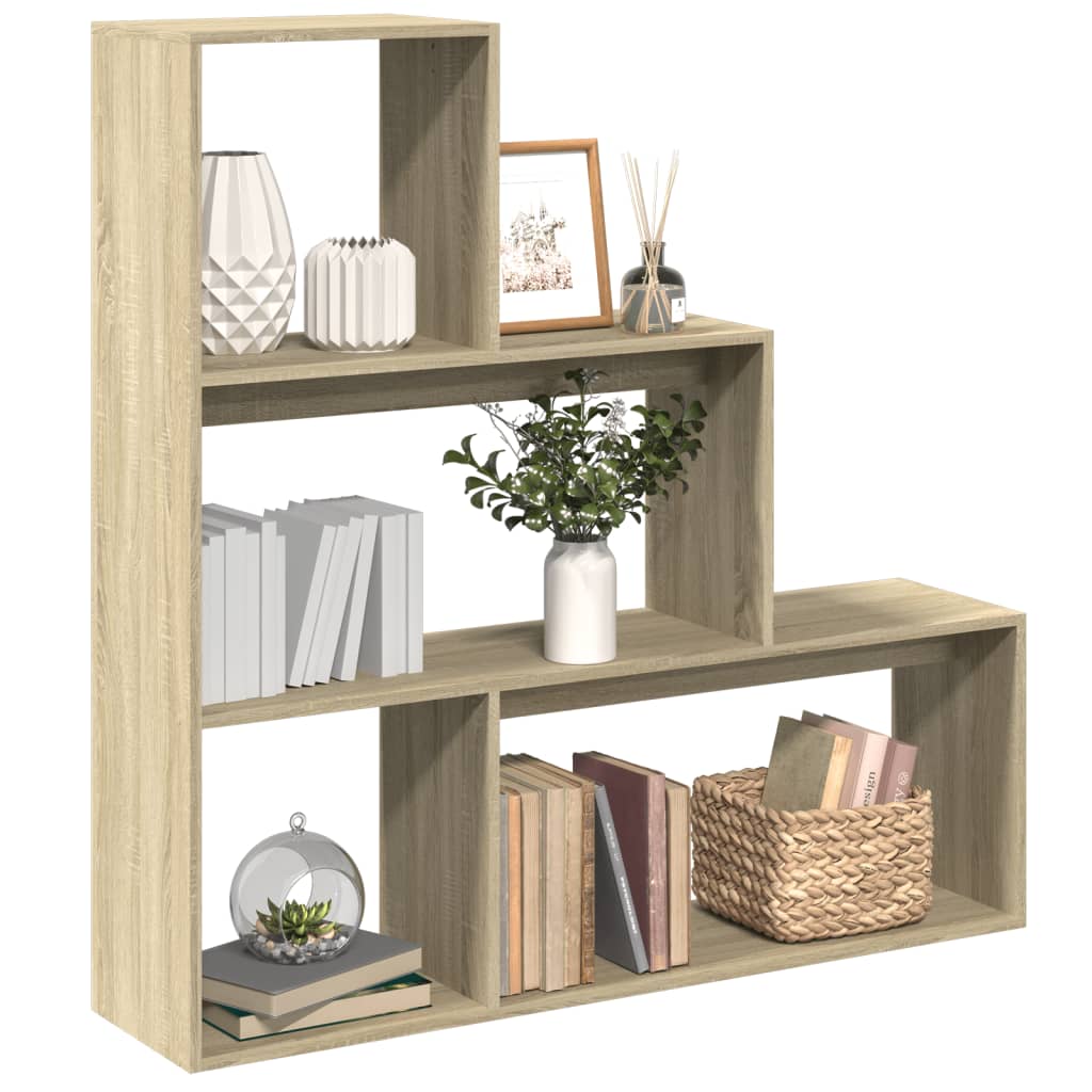 Bookcase/separator 3 levels sonoma oak 123x29x123cm wood